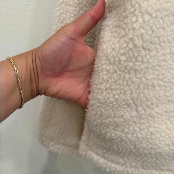 Peanuts X H&M XS Fleece Sherpa Cream Deep Pile Jacket Retro Snoopy Joe Cool - Picture 3 of 7